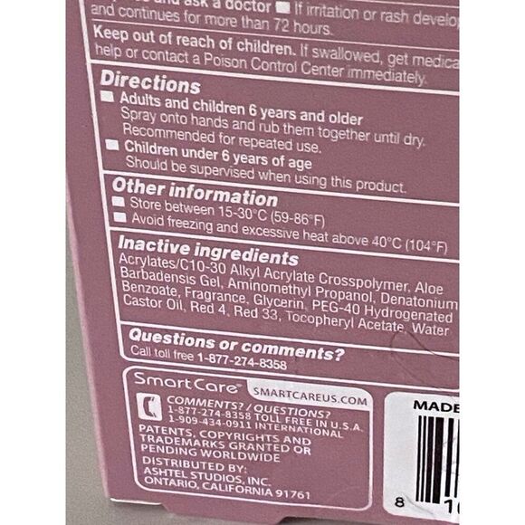 Smart Care Scented Hand Sanitizer Spray 1 Fl Oz Toasted Cherry Blossom Hydrating - Picture 9 of 12